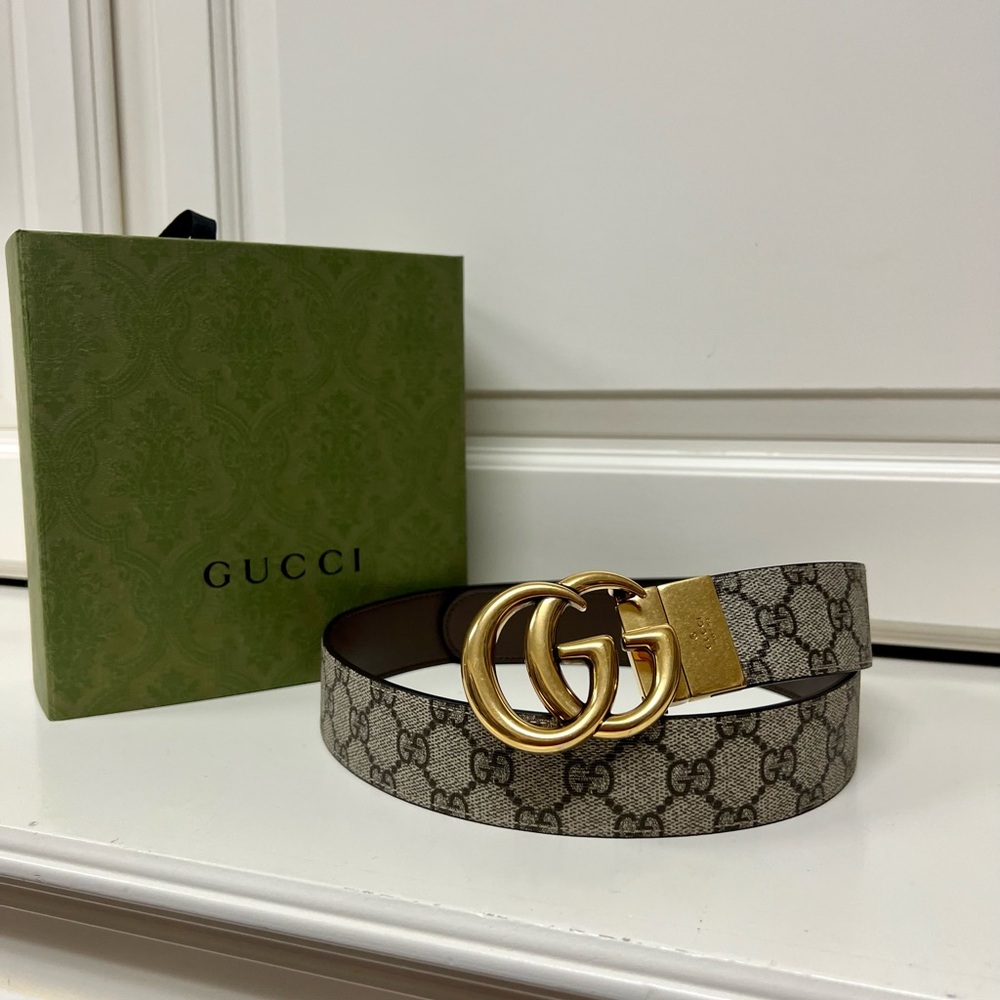 Gucci Beige and Gold Belt